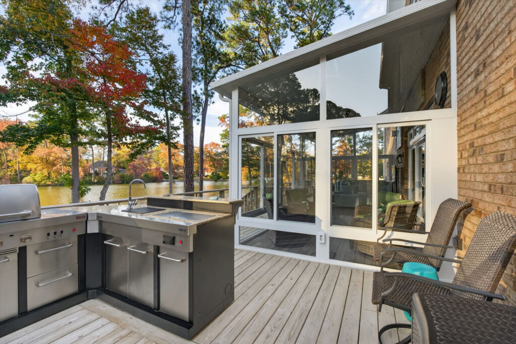 Dining and seating area setup in the Betterliving sunroom, ideal for hosting friends and family.