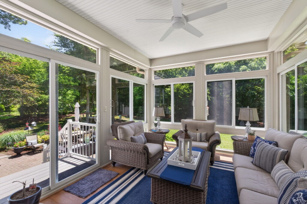 Finished 4-season sunroom addition in Suffolk Virginia