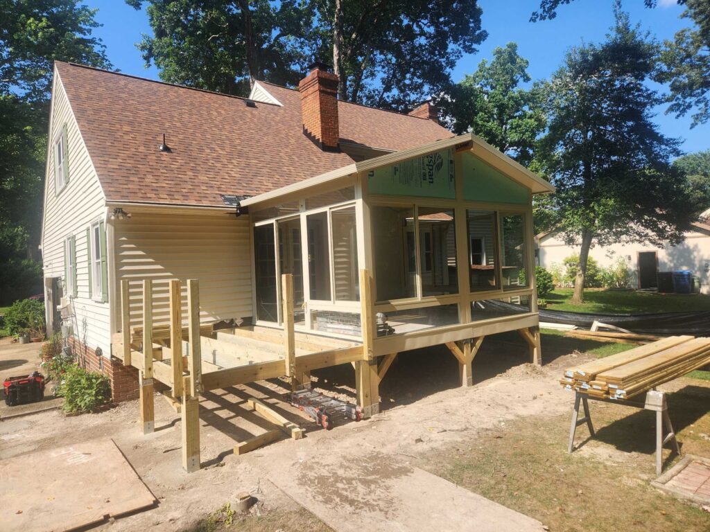 Sunroom Construction Phase - Building Deck