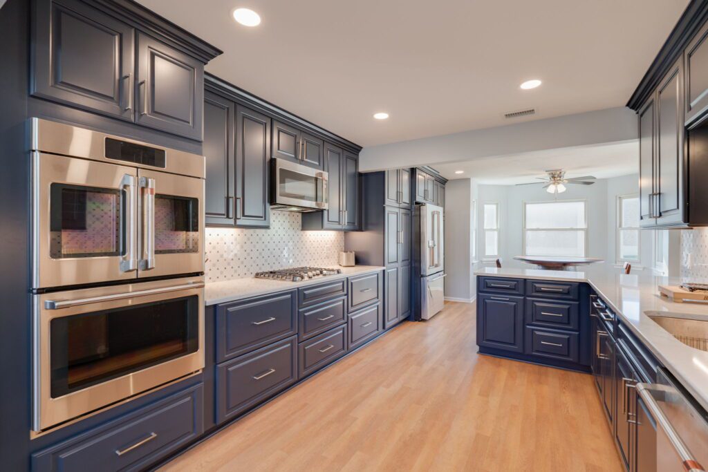 blue kitchen, blue cabinets in virginia beach