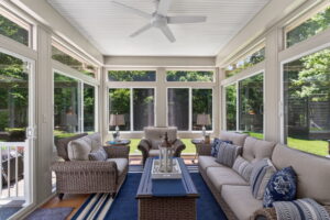 4-season sunroom designed for entertaining and relaxation