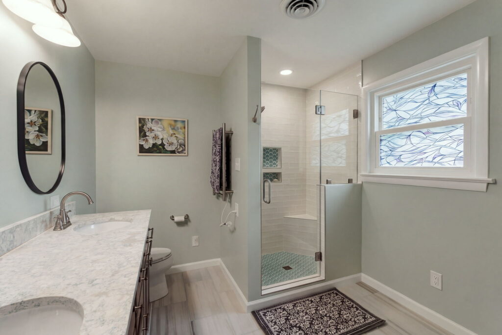 Jacuzzi-style soaking tub removed during bathroom remodel in Virginia Beach