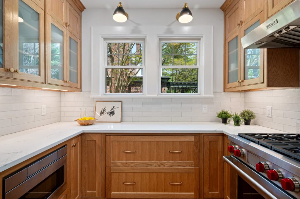 Built-in appliances and hidden top-drawer shelves