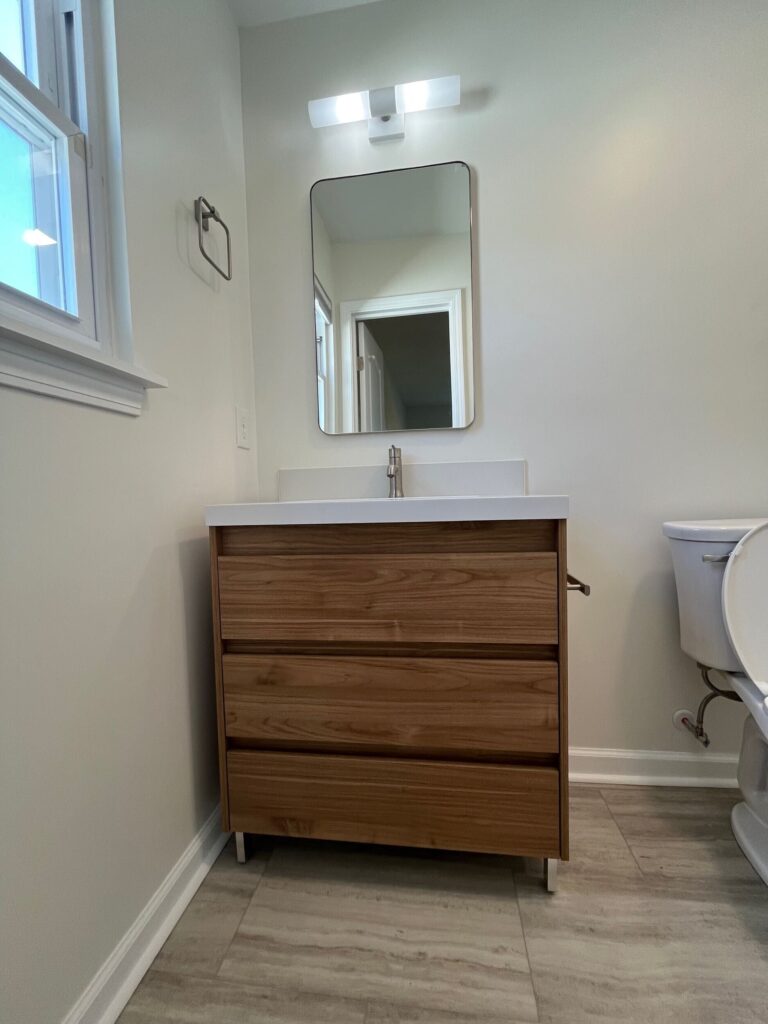 Modern vanity and mirror