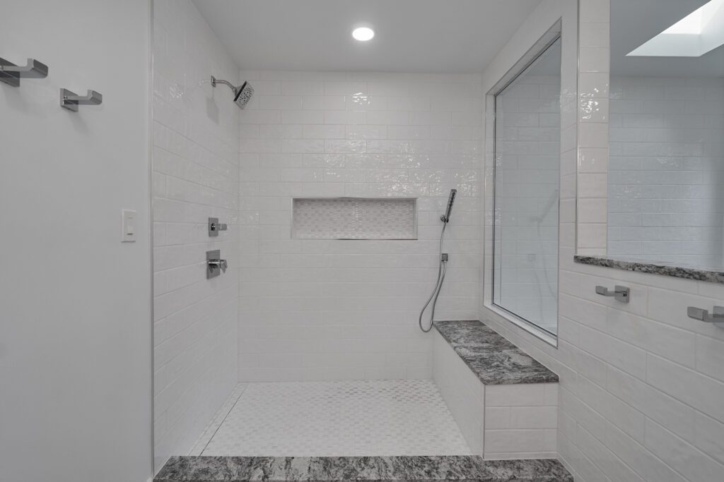 Walk-In Shower with Granite Shower Bench