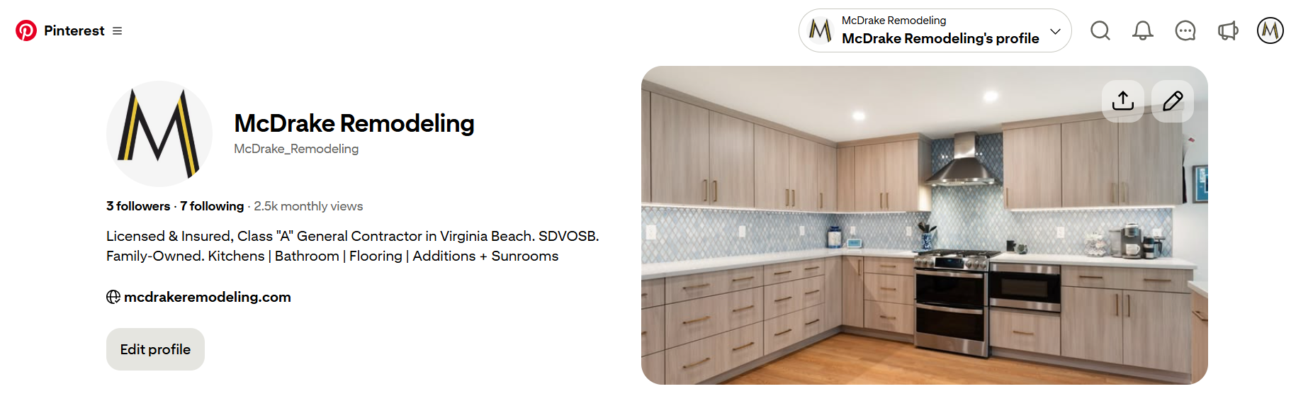 McDrake Pinterest Account Screen Shot